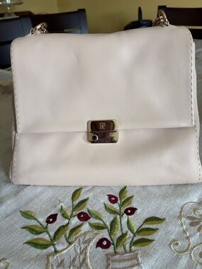 Carolina Herrera Pale Pink Leather Crossbody Bag with Gold Hardware